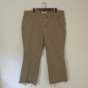 Loft Women’s Tan High Waist Flare Crop Pants Size 20